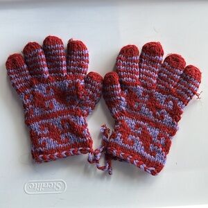 ❄️ Handmade Himalayan Fair Isle Woolen Mittens red purple